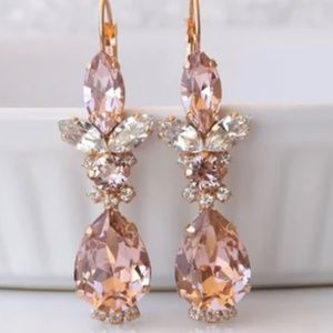 GORGEOUS Pink and Crystal Drop Earrings
